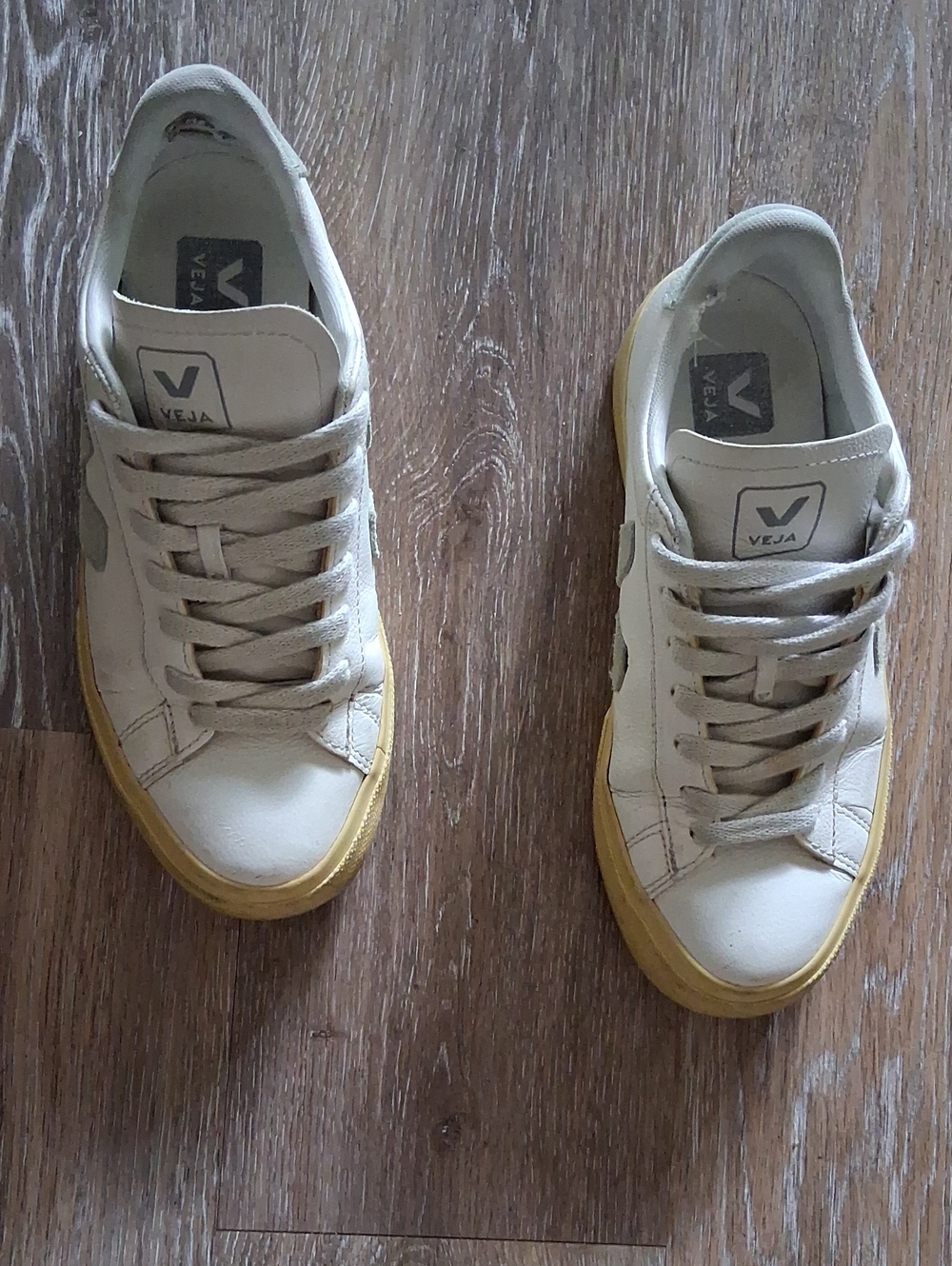 Veja Women’s White Sneakers with Yellow Sole